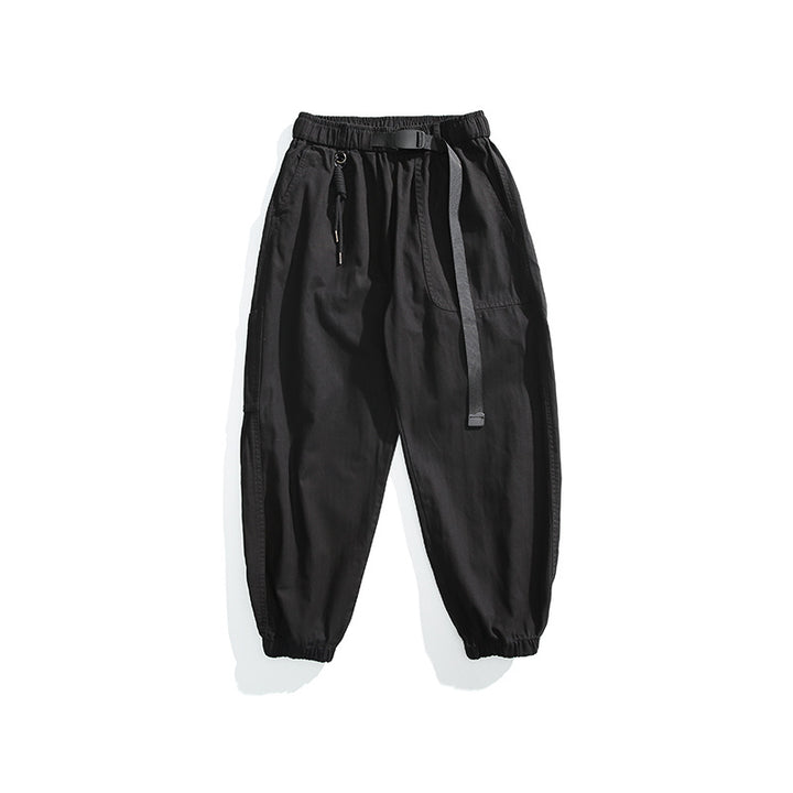 Men's Tapered Canvas Cargo Jogger with Elastic Drawstring Waistband and Integrated Belt Mune Fashion