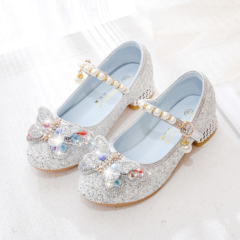 Girls' ballerinas with sparkling butterfly appliqués and pearl embellishments Mune Fashion