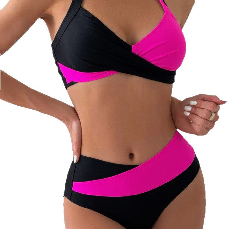 Women's Stylish Bikini with Asymmetrical Cut and Contrast Details Mune Fashion