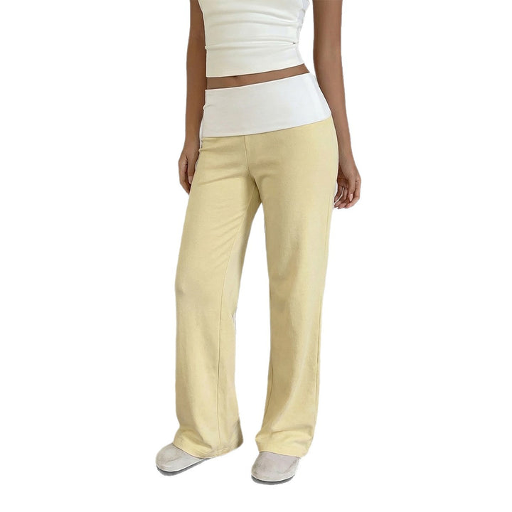 Women's wide lounge pants with high foldover waistband and flowing stretch jersey Mune Fashion