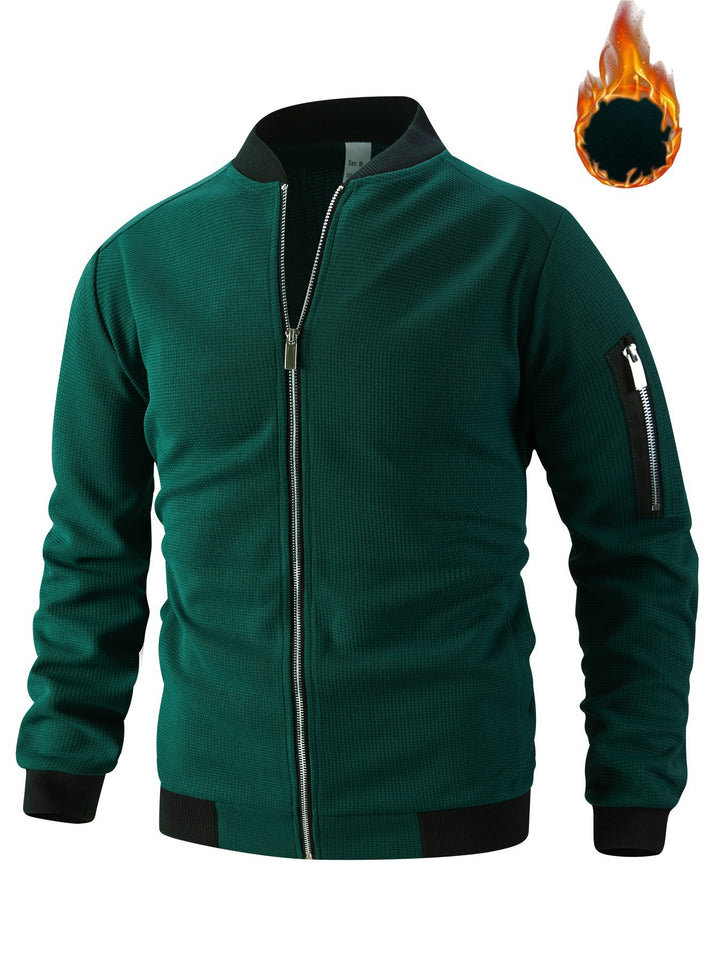 Men's lightly padded bomber jacket with waffle structure, full zip and arm pocket Mune Fashion