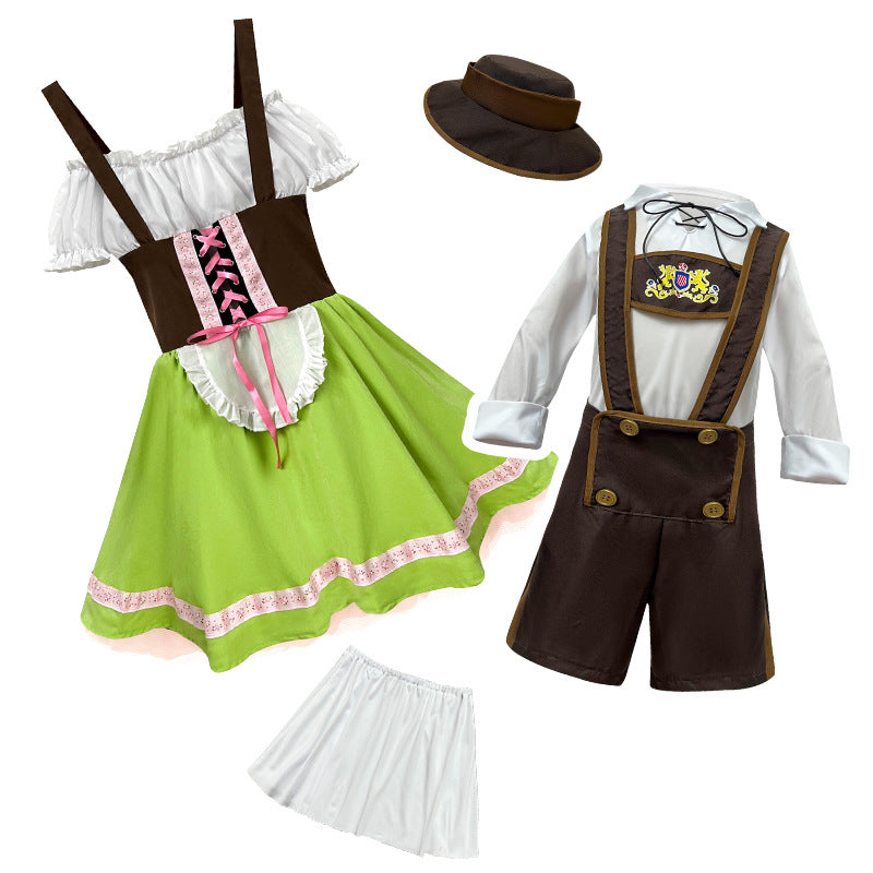 Men's traditional children's lederhosen set with adjustable suspenders and trachten hat Mune Fashion