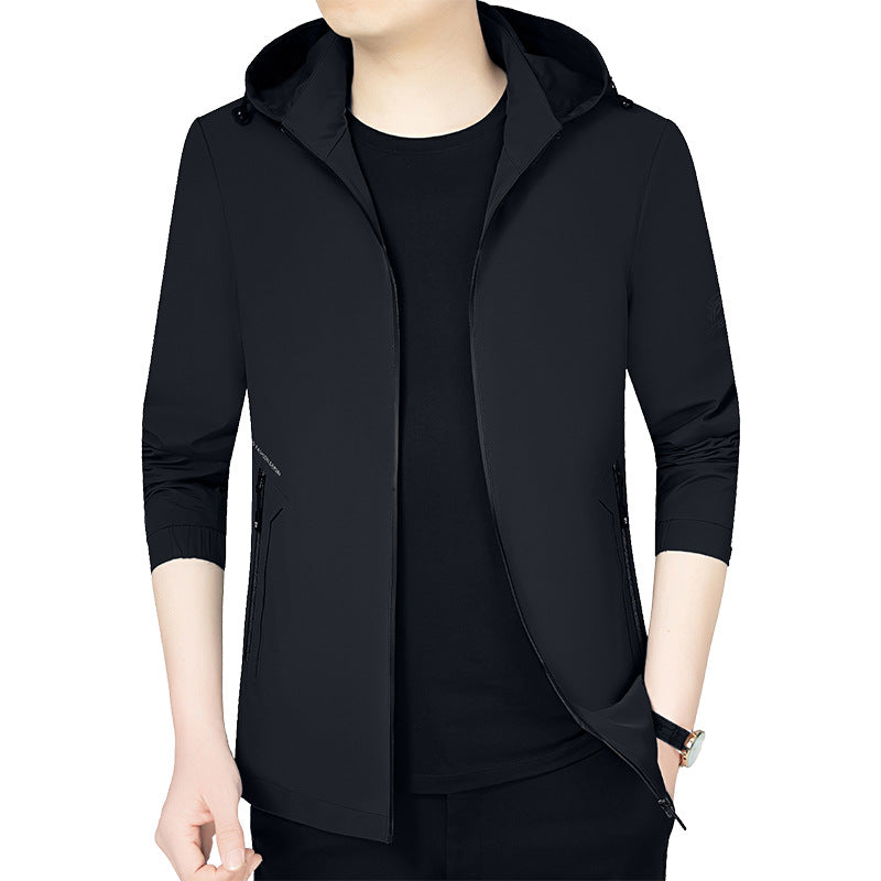 Men's lightweight hooded jacket in urban travel style with three-quarter sleeves Mune Fashion
