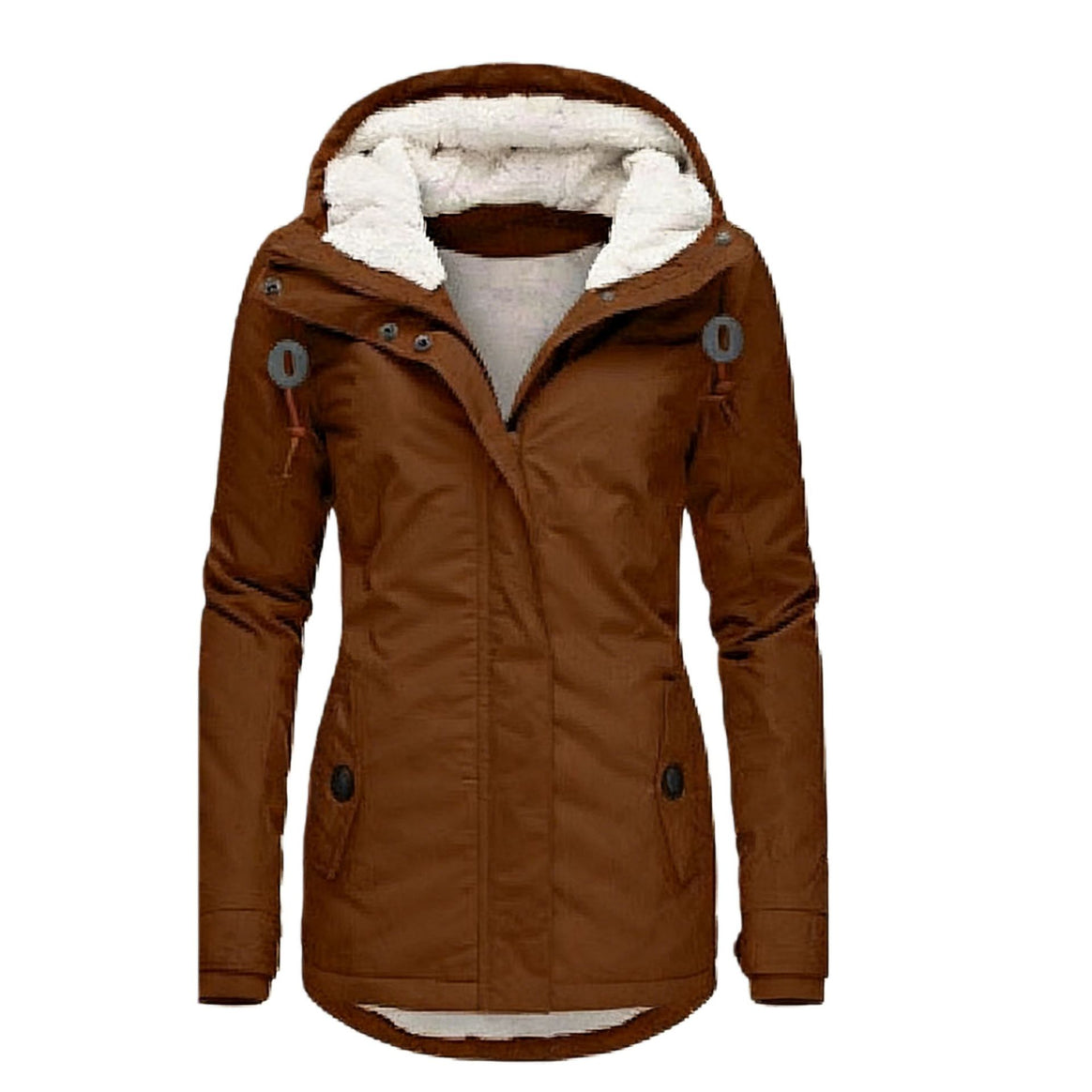 Women's Water-Repellent Parka with Teddy Lining, Hood and Tailored Fit Mune Fashion