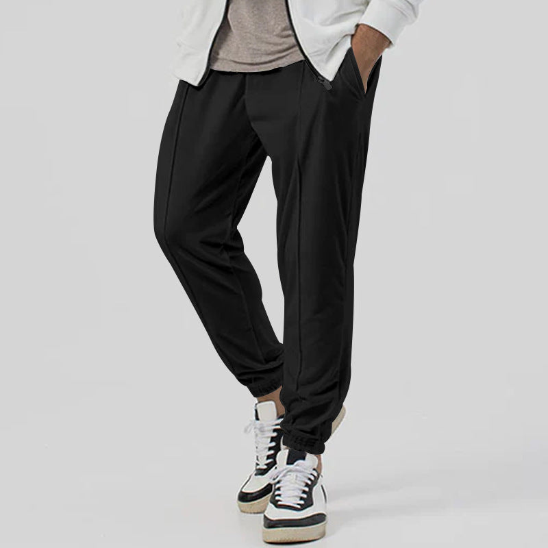 Men's tapered jogging pants in linen look with crease and cuff Mune Fashion