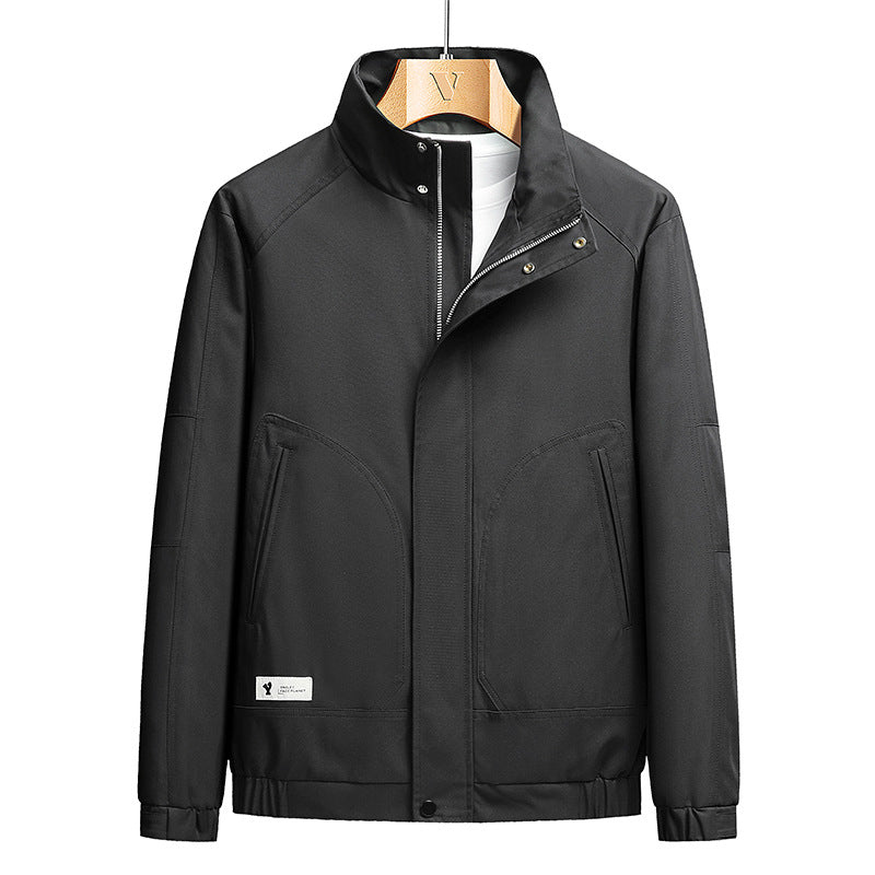 Men's lightweight softshell transition jacket in utility minimal style with high-standing collar and concealed zipper Mune Fashion