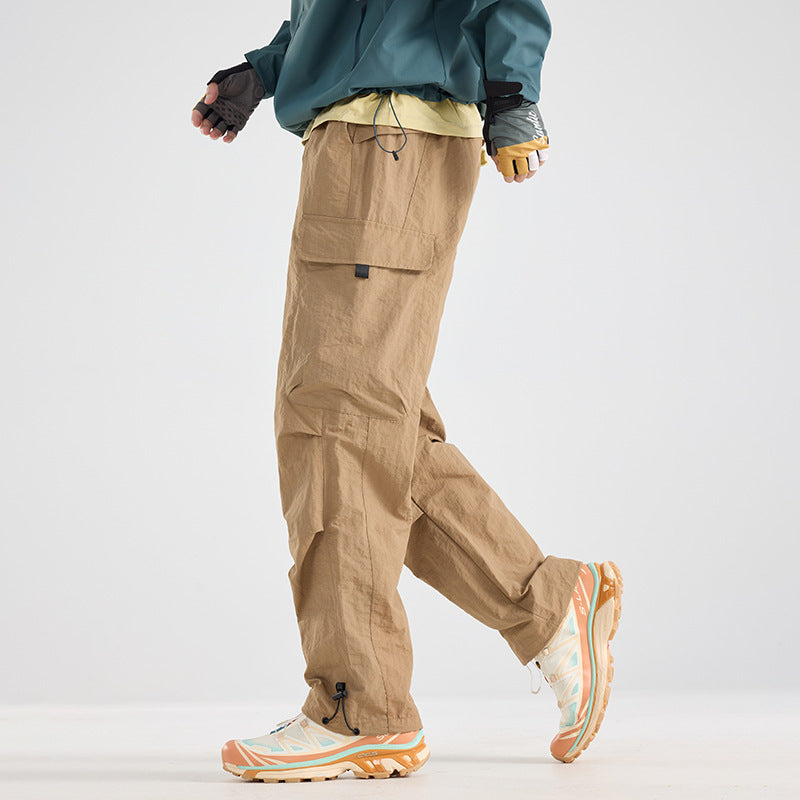 Men's Lightweight Technical Cargo Trekking Pants with Drawstring Waist, Utility Pockets and Adjustable Leg Openings Mune Fashion