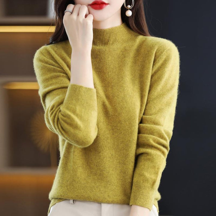 Women's Ultra-Light Mock Neck Fine Knit Sweater in Cashmere Look Mune Fashion