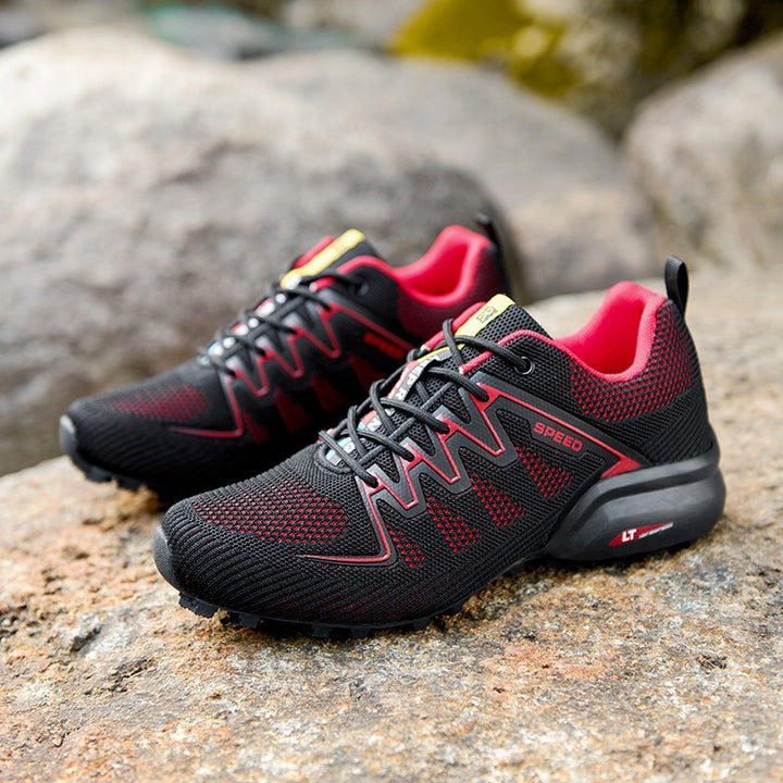 Men's Offroad Running Shoe with Breathable Knit Upper, Grippy Multiterrain Running Sole and Stable Heel Support Mune Fashion