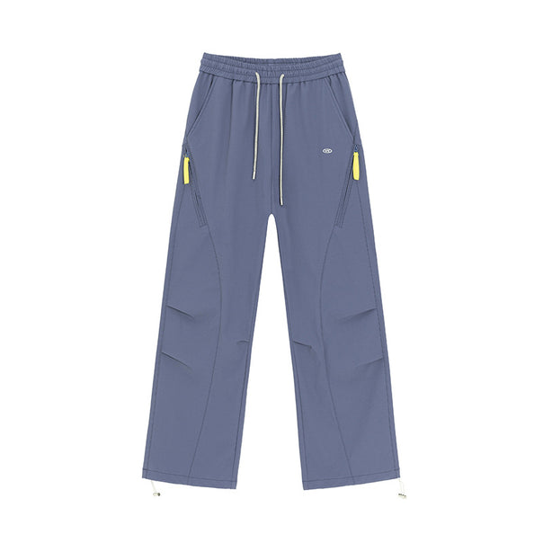 Women's Wide Utility Training Pants with Elastic Waistband, Zipper Pockets & Adjustable Hem Mune Fashion