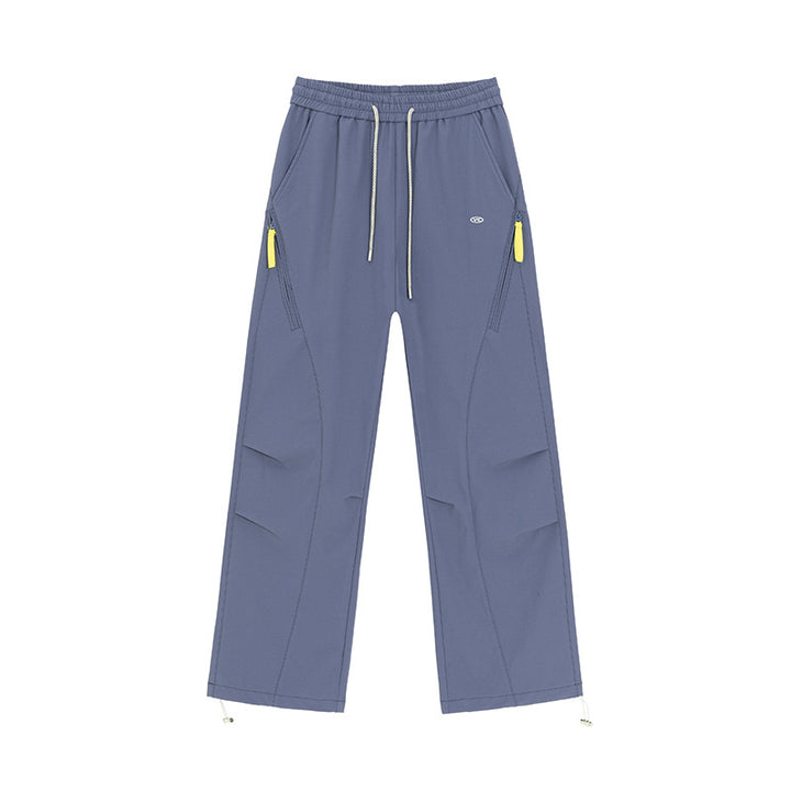 Women's Wide Utility Training Pants with Elastic Waistband, Zipper Pockets & Adjustable Hem Mune Fashion
