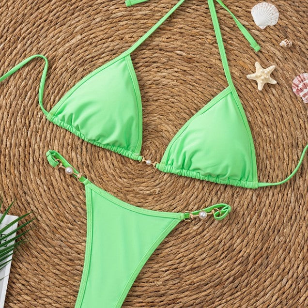Ladies Triangle Bikini with elegant pearl details Mune Fashion