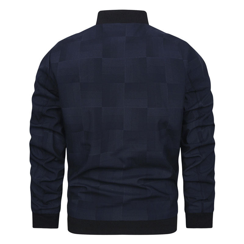 Men's subtly checked structured bomber jacket with stand-up collar and ribbed cuffs Mune Fashion