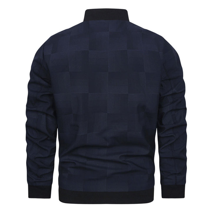 Men's subtly checked structured bomber jacket with stand-up collar and ribbed cuffs Mune Fashion