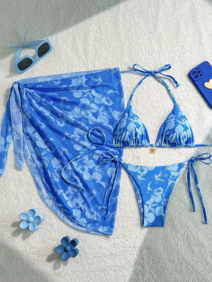 Women Triangle Bikini Set with adjustable straps and wrap Mune Fashion
