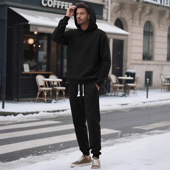 Men's structured velour tracksuit with hoodie and drawstring pants Mune Fashion