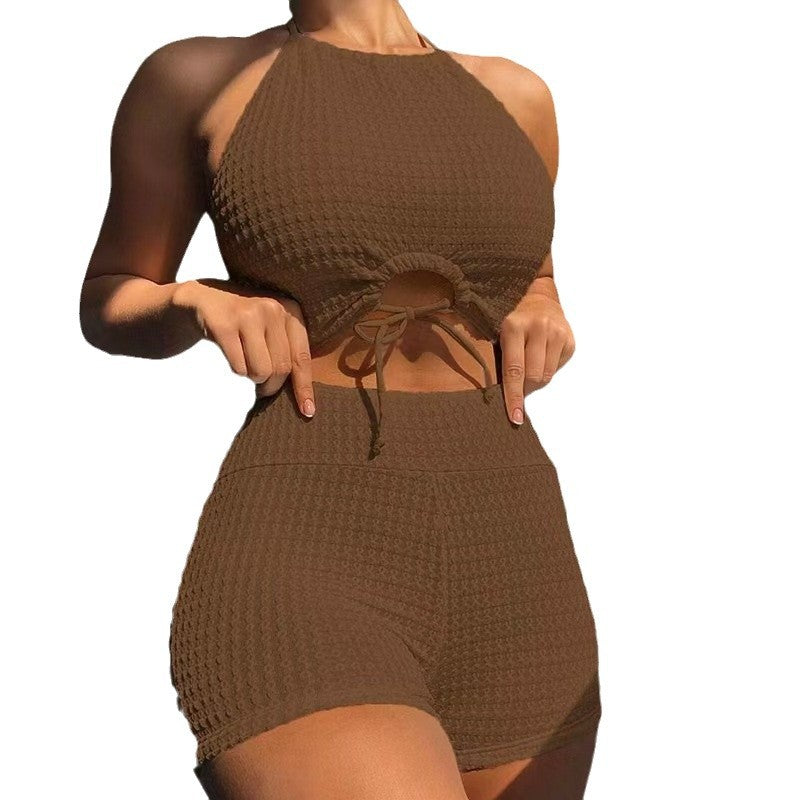 Women's sporty top with high-waist shorts Mune Fashion