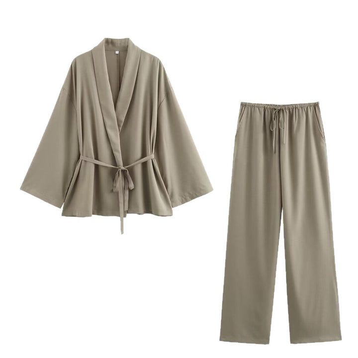 Women's wide lounge pants with elastic drawstring waistband and side pockets Mune Fashion