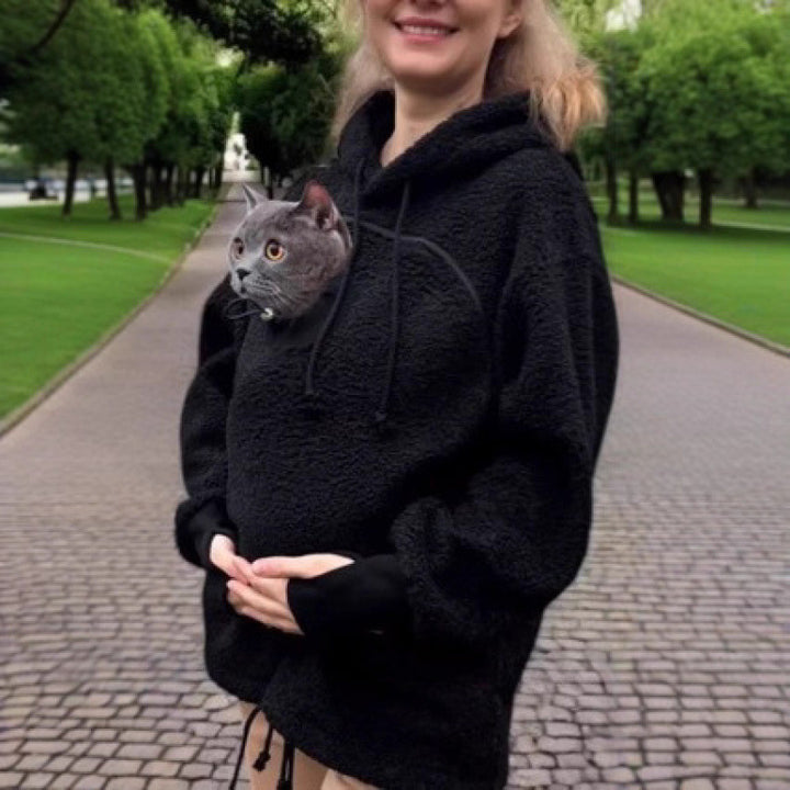 Women’s hoodie with integrated cat cave and extra soft fleece Mune Fashion