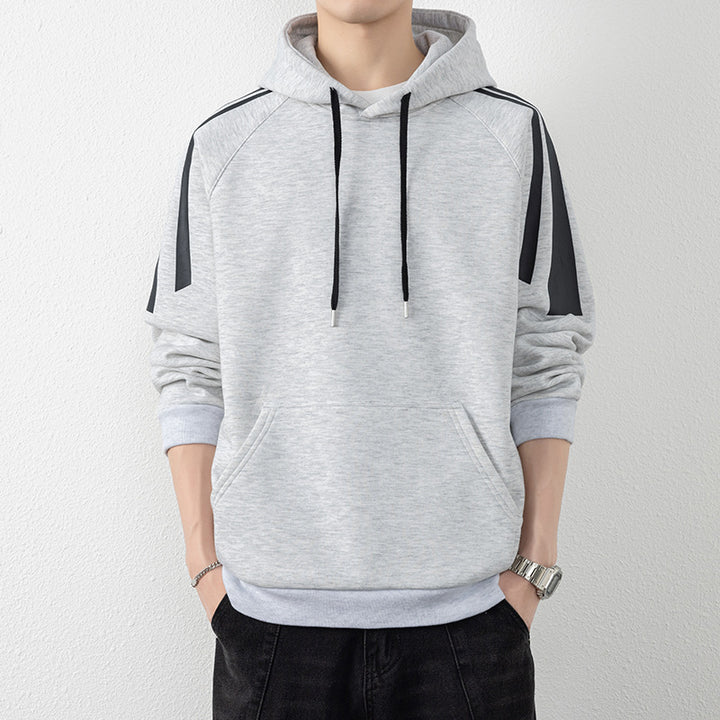 Men's hoodie with raglan sleeves, kangaroo pocket and contrast stripes Mune Fashion