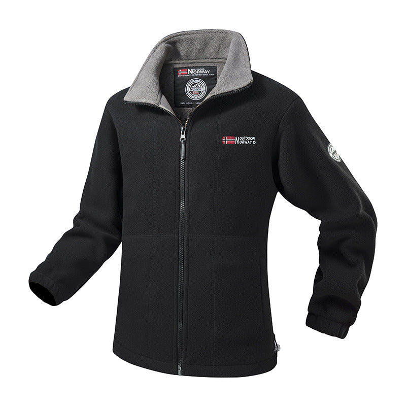 Men's Robust Trekking Fleece Jacket with High Stand-Up Collar, Full-Length Zipper & Practical Side Pockets Mune Fashion