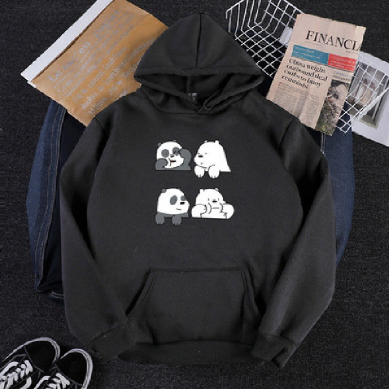 Unisex hooded sweatshirt with cute comic animal print, kangaroo pocket and soft fleece inner lining Mune Fashion