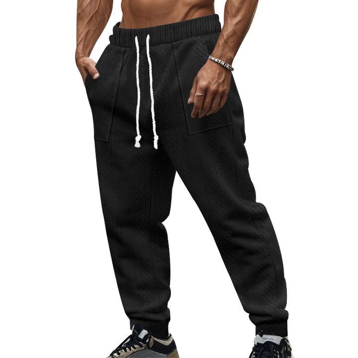 Men's cable knit joggers with drawstring waistband and patch pockets Mune Fashion