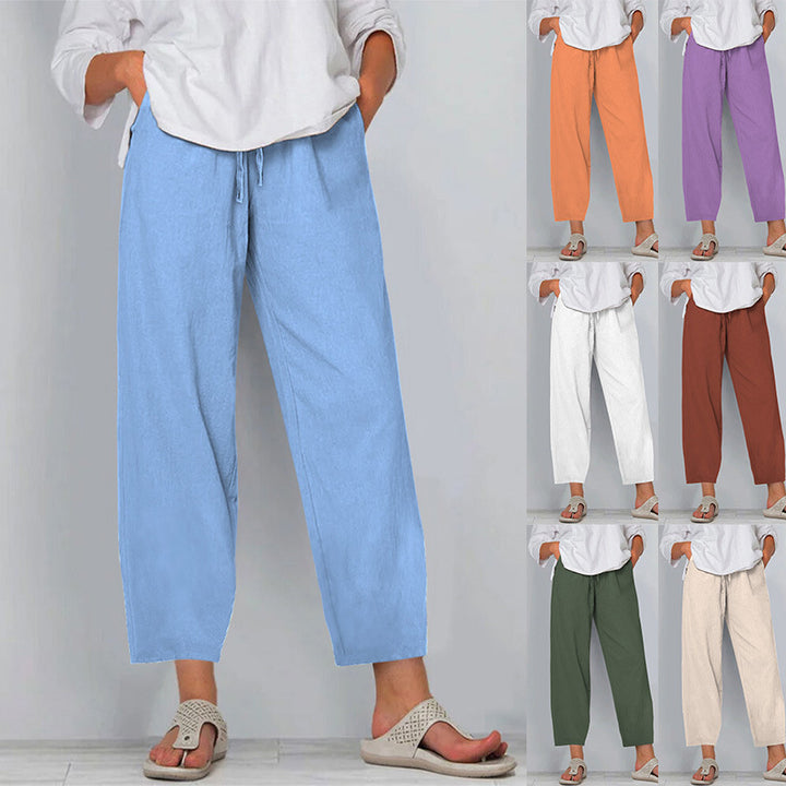 Women's Relaxed Culotte Pants with Drawstring, Side Pockets and Ankle Length Mune Fashion