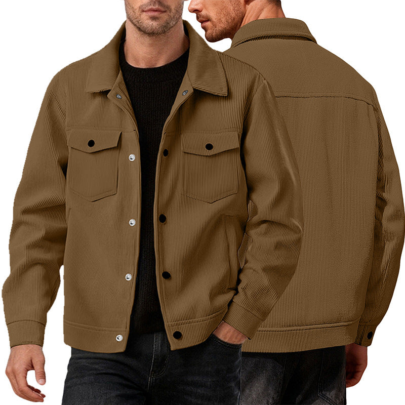 Men's cord jacket in the classic work jacket style with snap buttons and chest pockets Mune Fashion