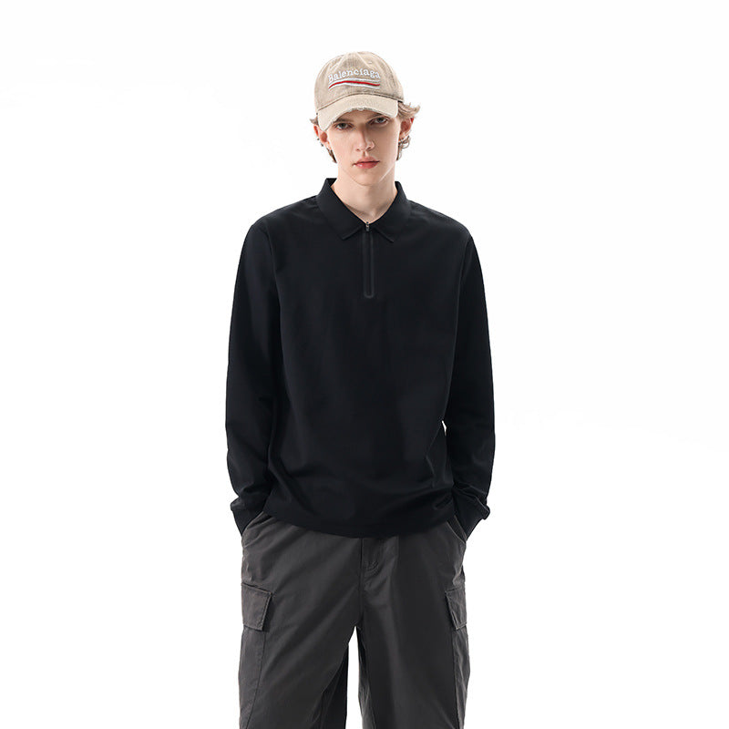 Unisex Oversized Halfzip Pullover with Shirt Collar and Technical Scuba Fabric Drune