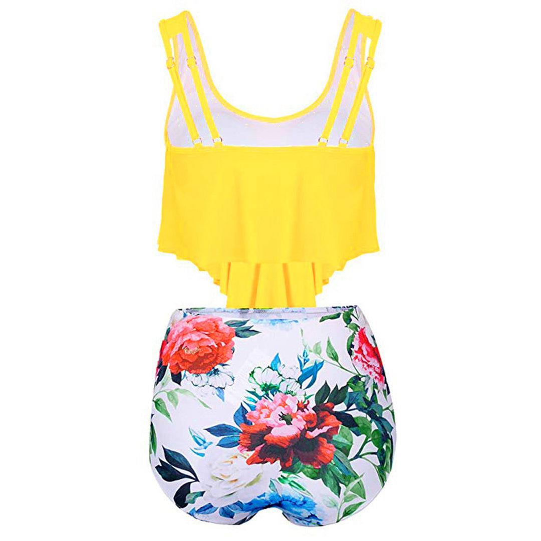 Women's Fashionable Tankini Set with Floral Bottom and Casual Top Mune Fashion