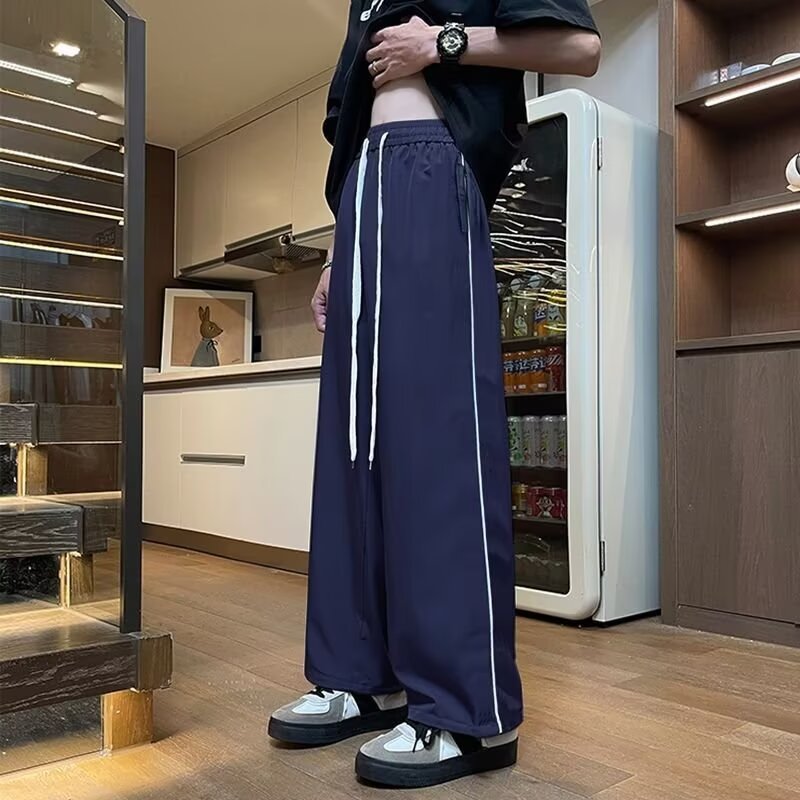 Men's Sporty Loose Jogging Pants with Contrasting Side Inserts Mune Fashion