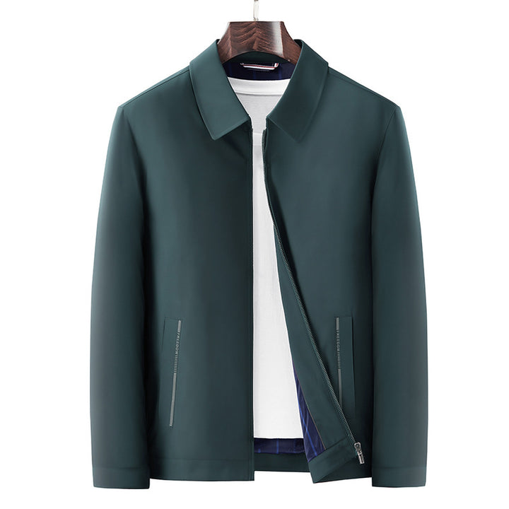 Men's Minimalistic Lightweight Transition Jacket with Shirt Collar, Concealed Zipper & Side Zipper Pockets Mune Fashion