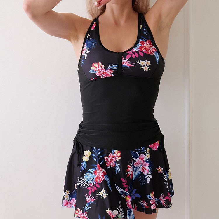 Ladies Sporty Swim Dress with Floral Top Mune Fashion