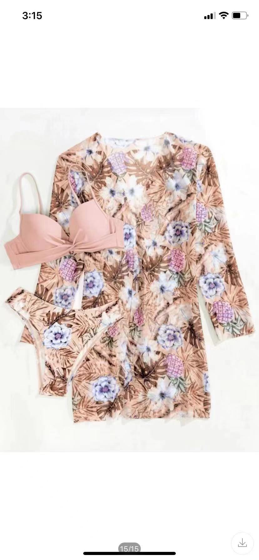 Women’s Bikini Set with Floral Patterns and Elegant Cover-Up Mune Fashion