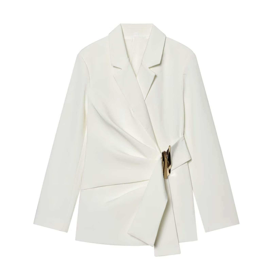 Women's elegant High-Waist wide-leg suit trousers with flat waistband and concealed seam Mune Fashion