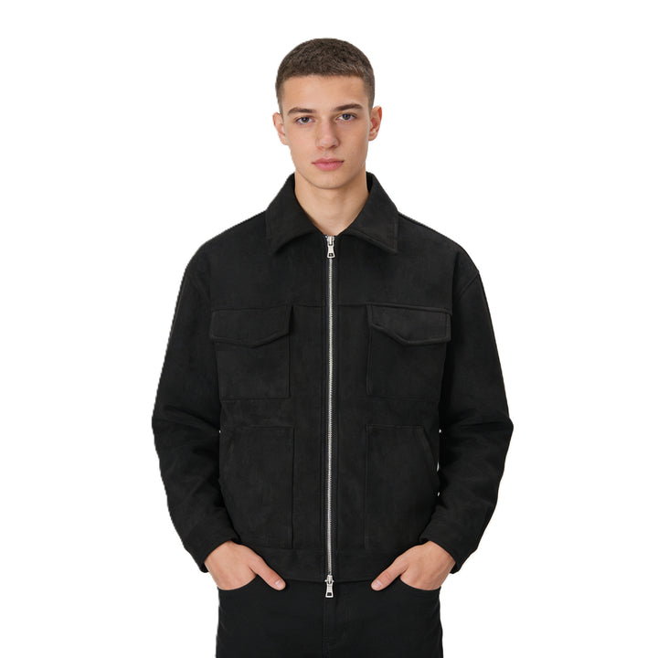 Men's suede overshirt with four flap pockets and two-way zip Mune Fashion