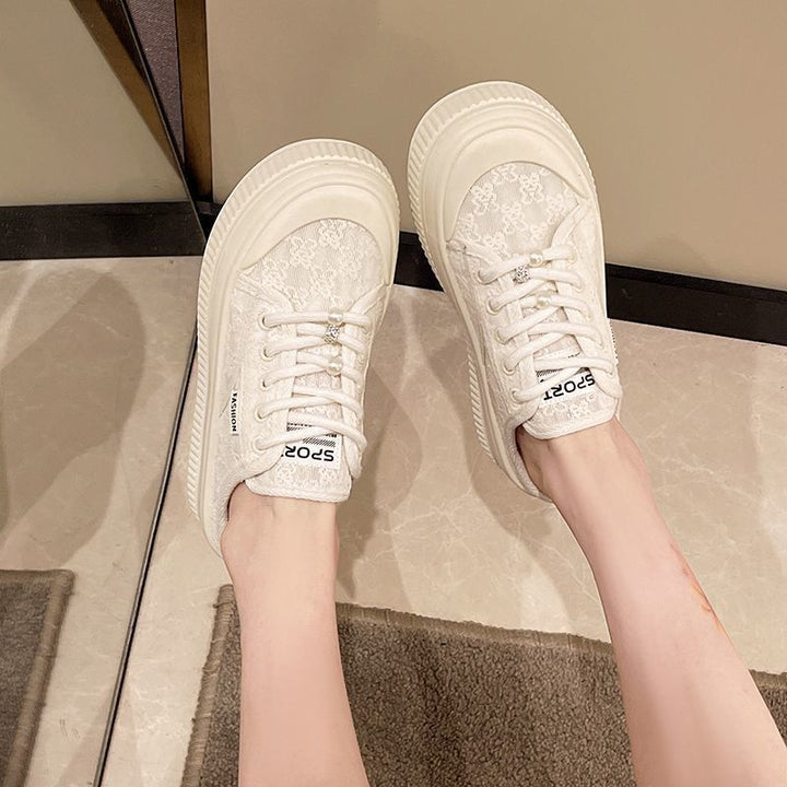 Women's Lace-Up Platform Sneakers with Decorative Details Mune Fashion