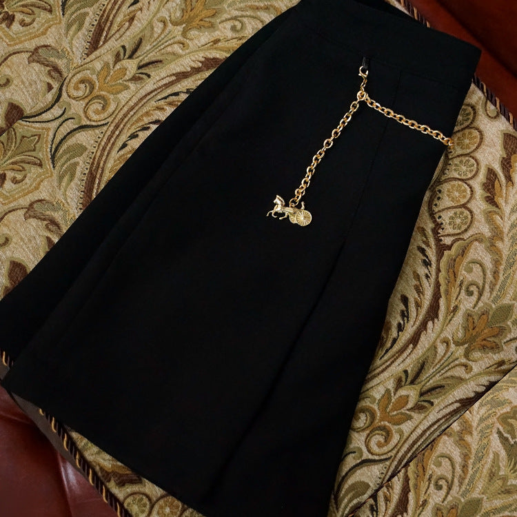 Women Elegant Midi Skirt with Unique Chain Detail Mune Fashion