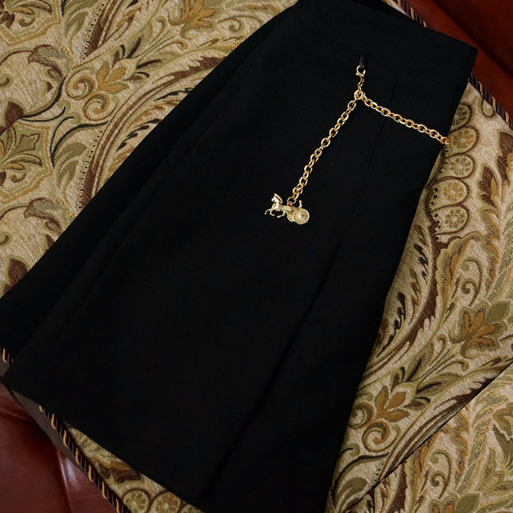 Women Elegant Midi Skirt with Unique Chain Detail Mune Fashion