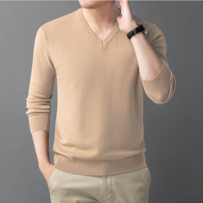 Men's Fine V-Neck Fine Knit Pullover in Slim Fit Mune Fashion