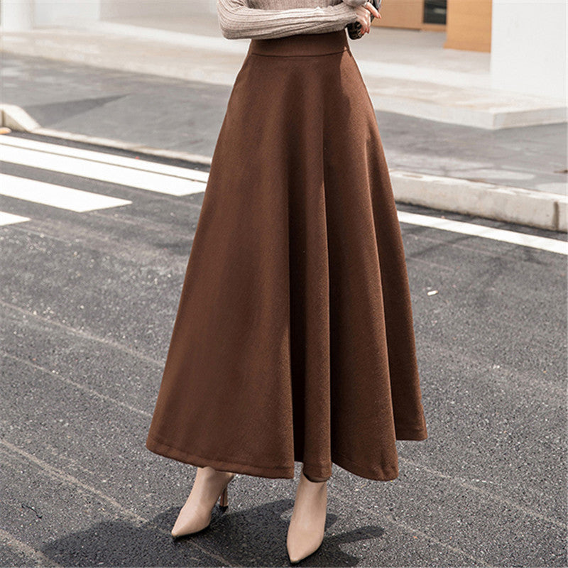 Women's barely swinging wool blend maxi skirt with high waistband and seam-fine panels Mune Fashion