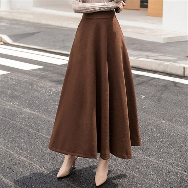 Women's barely swinging wool blend maxi skirt with high waistband and seam-fine panels Mune Fashion