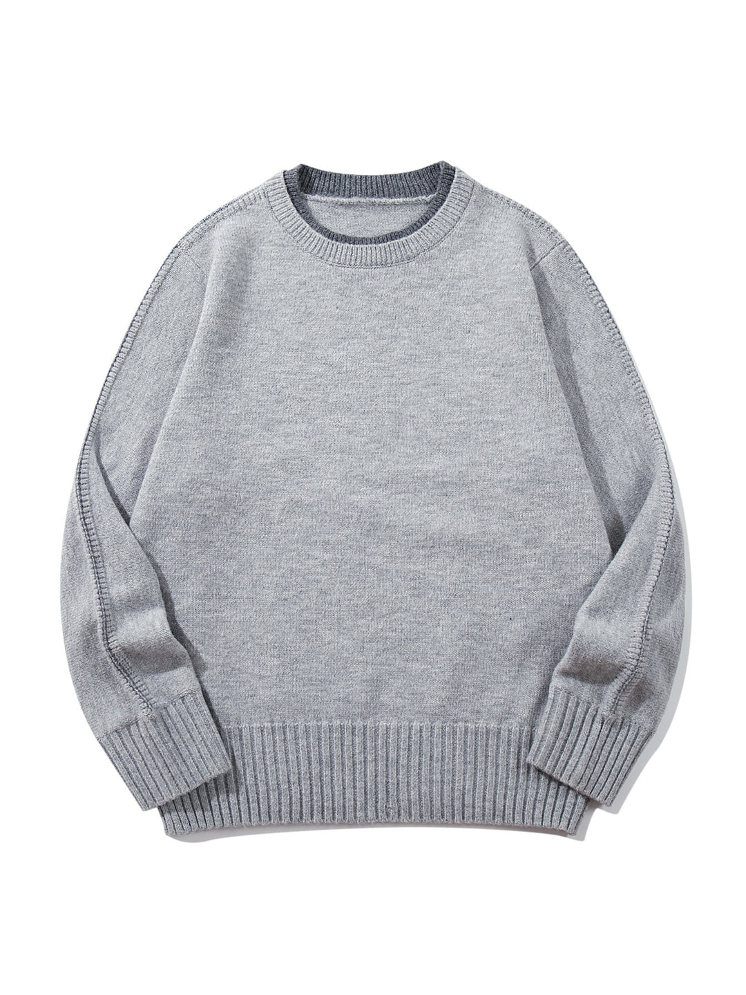 Unisex Fine Knit Round Neck Sweater with Wide Ribbed Cuff and Dropped Shoulder Mune Fashion