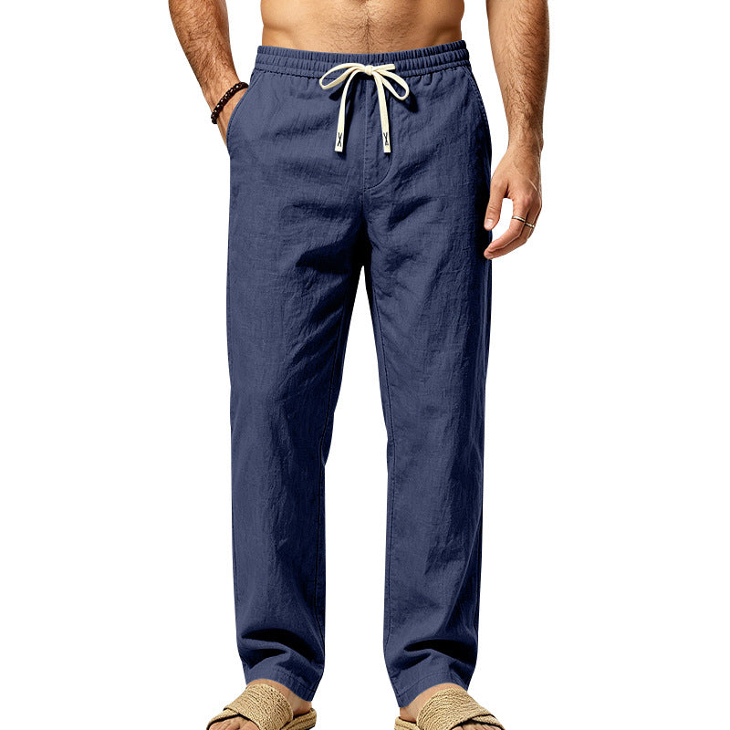 Men's Lightweight Relaxed Pants with Elastic Waistband, Drawstring and Applied Cargo Pocket Mune Fashion