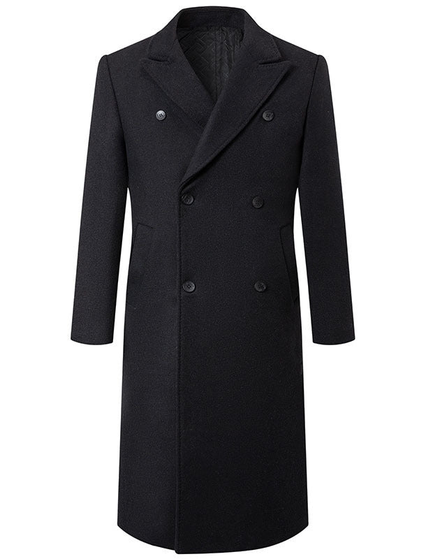 Men's double-breasted long wool coat with quilted lining Mune Fashion