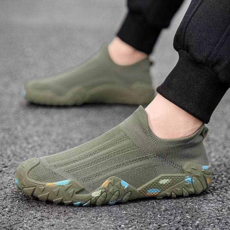 Men's Elastic Knit Slip-On Shoe with Non-Slip, Patterned Profile Sole Mune Fashion