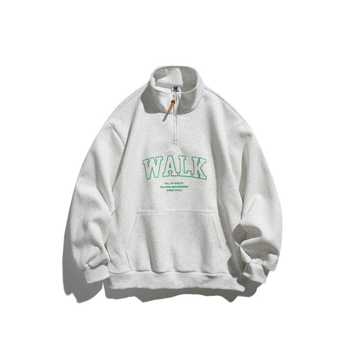 Unisex Oversize-Fleece-Halfzip-Sweatshirt with Stand-Up Collar and Kangaroo Pocket Mune Fashion