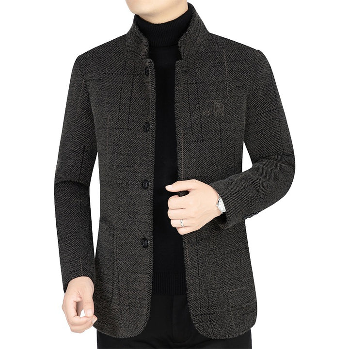 Men's blazer jacket in blazer look with stand-up collar and herringbone structure Mune Fashion
