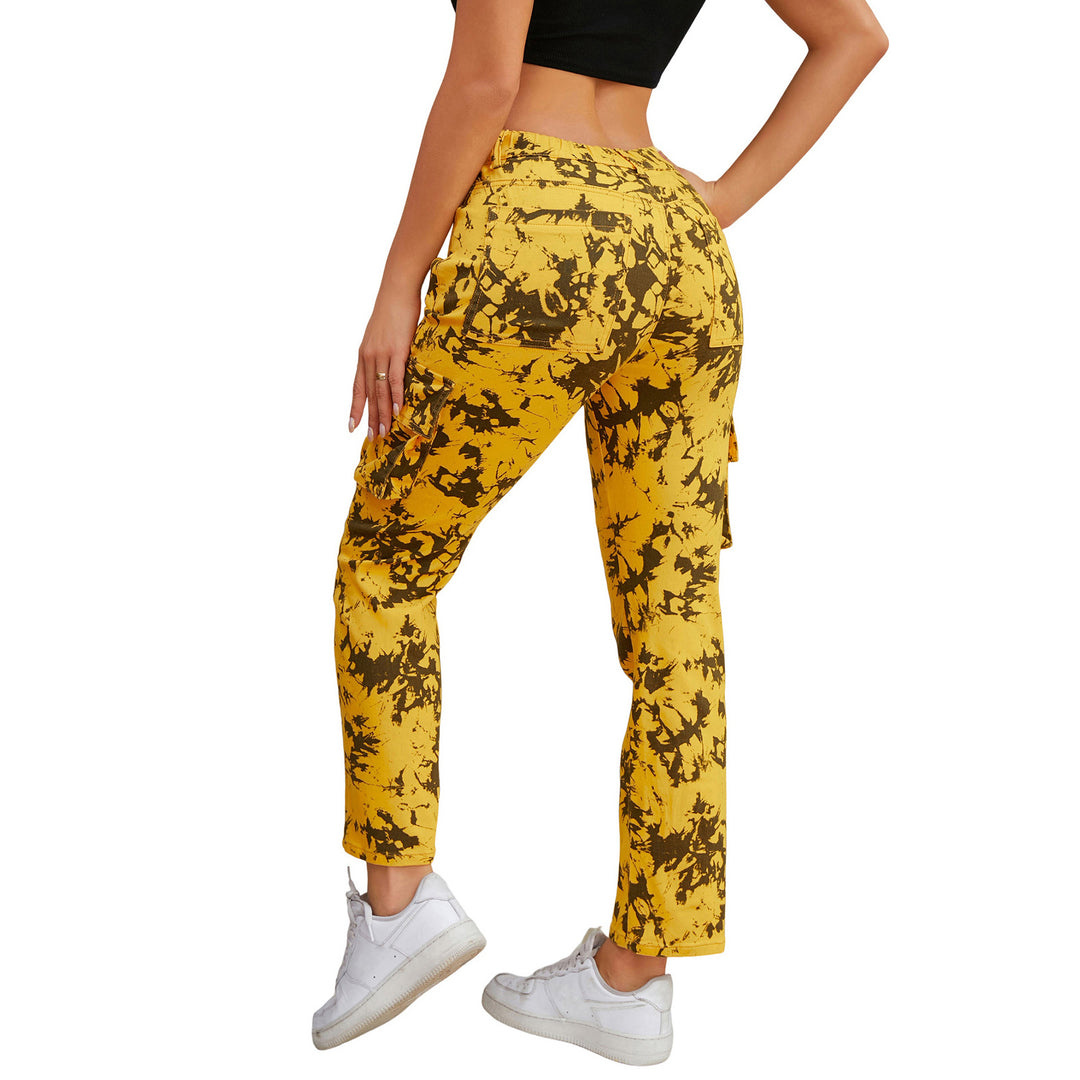 Women's cargo pants with tie-dye pattern, high waist and patch pockets Mune Fashion